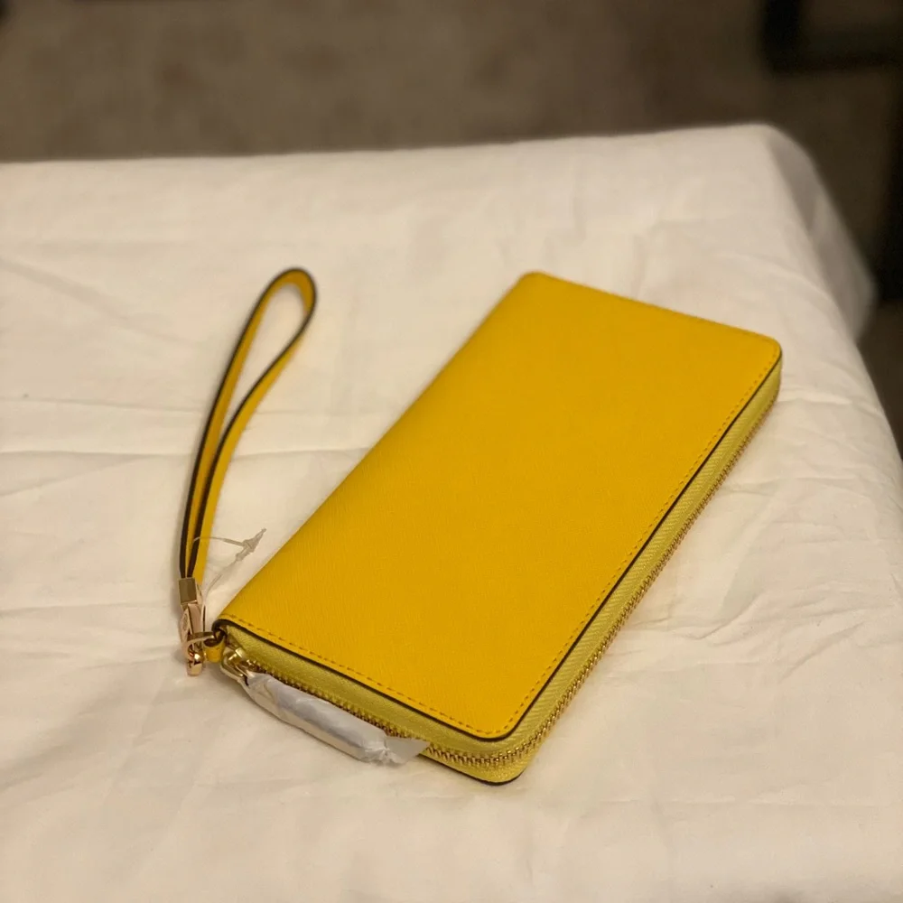 Tory Burch Yellow Zip-Around Wristlet Wallet